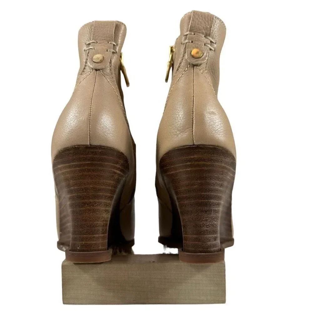 Lucca Lane Zippy Leather Zip-up Wedge Booties